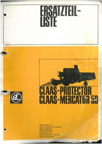 Claas Combine Protector & Mercator 50 Parts Manual