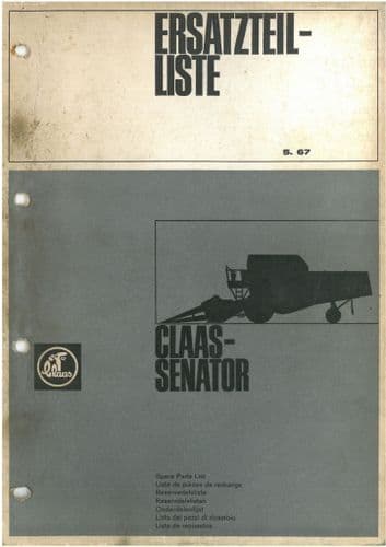 Claas Combine Senator Parts Manual - German Text Only