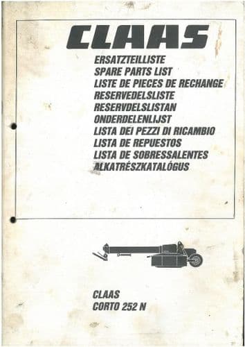 Claas Corto Mower 252N Parts Manual - 252 N