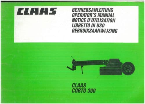 Claas Corto Mower 300 Operators Manual