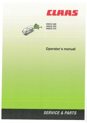 Claas Disco Mower 210 250 290 Operators Manual