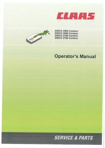 Claas Disco Mower 2700 3100 3500 3900 Contour Operators Manual