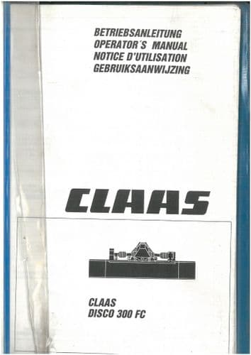 Claas Disco Mower 300FC Operators Manual