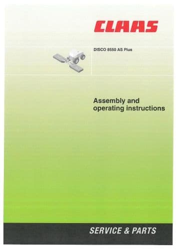 Claas Disco Mower 8550 AS PLUS Operators Manual