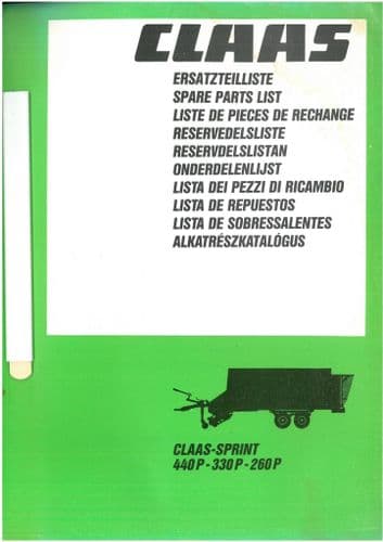 Claas Forage Wagon Sprint 260P 330P 440P Parts Manual