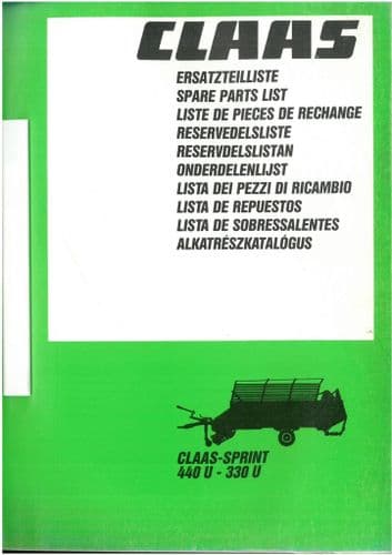 Claas Forage Wagon Sprint 330U 440U Parts Manual