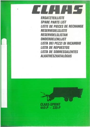 Claas Forage Wagon Sprint 445-P 335-P Parts Manual