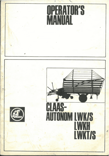 Claas Forage Wagon Trailer Autonom LWK/S LWKH LWKT/S Operators Manual