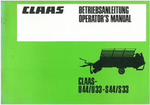 Claas Forage Wagon U33 U44 S33 S44 Operatios Manual