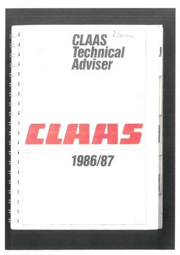 Claas Forager and Combine Technical Adviser Manual - 198687 - Commander, Dominator, Jaguar