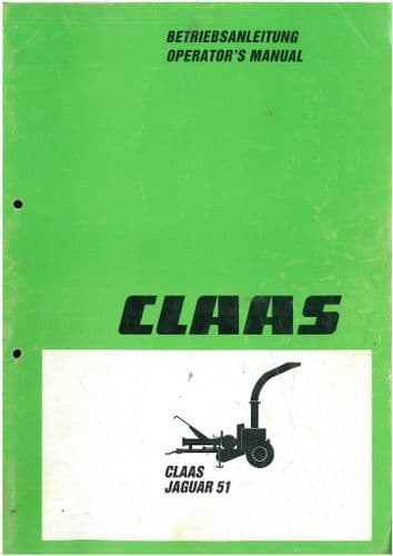 Claas Forager Jaguar 51 Operators Manual - German & English