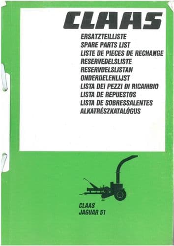 Claas Forager Jaguar 51 Parts Manual