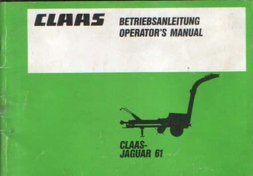 Claas Forager Jaguar 61 Operators Manual