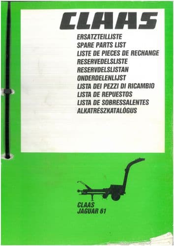 Claas Forager Jaguar 61 Parts Manual