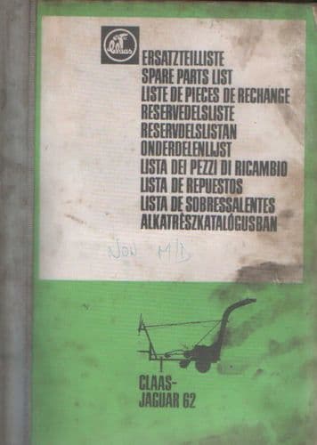 Claas Forager Jaguar 62 Parts Manual