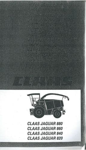 Claas Forager Jaguar 820 840 860 880 Operators Manual