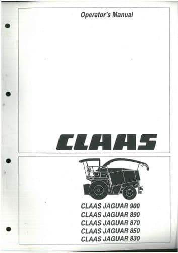 Claas Forager Jaguar 830 850 870 890 900 Operators Manual