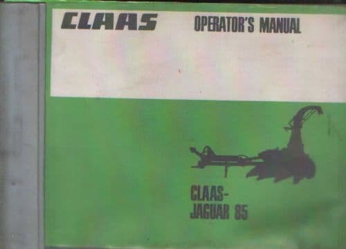 Claas Forager Jaguar 85 Operators Manual