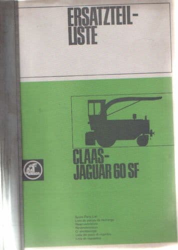 Claas Jaguar 60SF Self Proppelled Forager Parts Manual