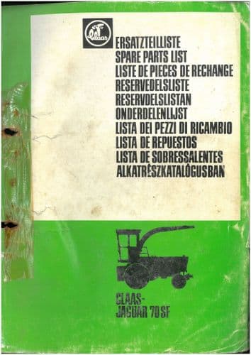 Claas Jaguar 70SF Parts Manual - 70 SF