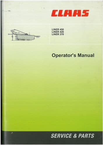 Claas Liner 450 420 370 Rake Operators Manual