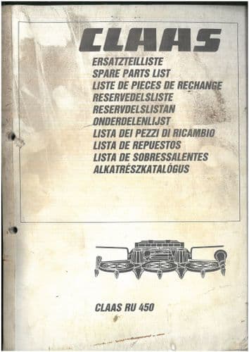 Claas Maize Header RU450 Parts Manual