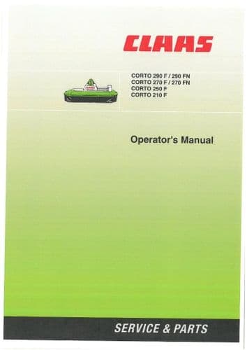 Claas Mower Corto 210F 250F 270F 270FN 290F 290FN Operators Manual
