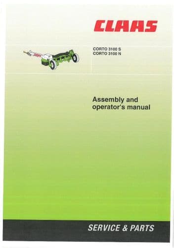 Claas Mower Corto 3100S 3100N Operators Manual - 3100 S N