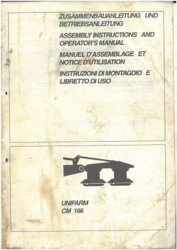 Claas Mower Unifarm CM166 Operators Manual - ORIGINAL MANUAL