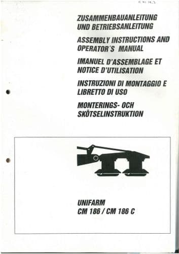 Claas Mower Unifarm CM186 & CM186C Operators Manual - CM 186 C