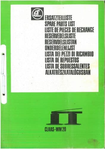 Claas Mower WM20 Parts Manual