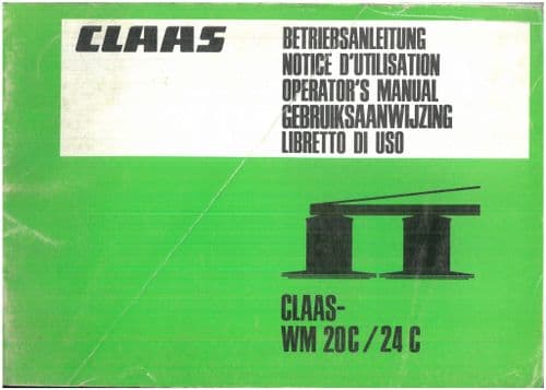 Claas Mower WM20C WM24C Operators Manual WM 20 24 C - ORIGINAL