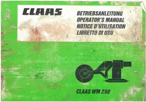 Claas Mower WM250 Operators Manual - WM 250