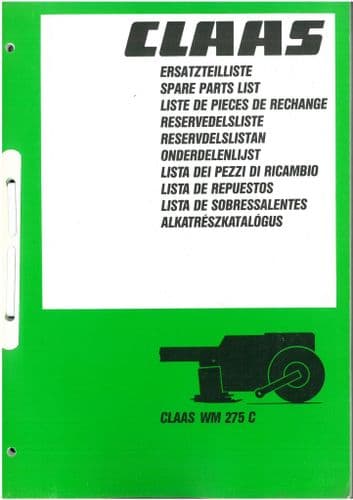 Claas Mower WM275C  Parts Manual - WM 275 C