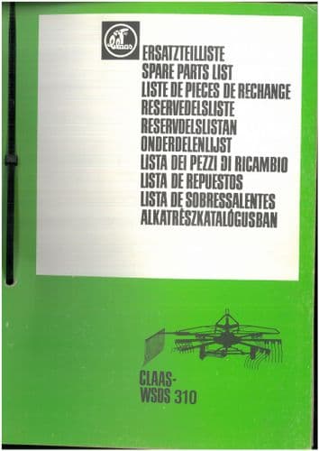 Claas Rake WSDS 310 Parts Manual
