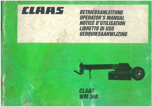 Claas Rotary Mower WM300 Operators Manual - WM 300