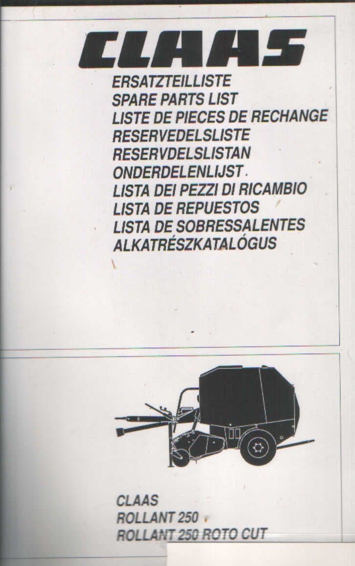 Claas Round Baler Rollant 250 & Rollant 250 Roto Cut Parts Manual