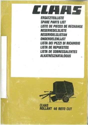 Claas Round Baler Rollant 46 Roto Cut Parts Manual
