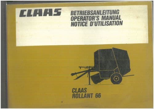 Claas Round Baler Rollant 66 Operators Manual