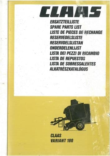 Claas Round Baler Variant 180 Parts Manual