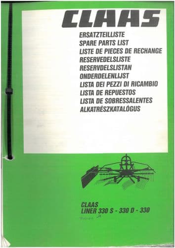 Claas Swather Liner 330S 330D 330  Parts Manual