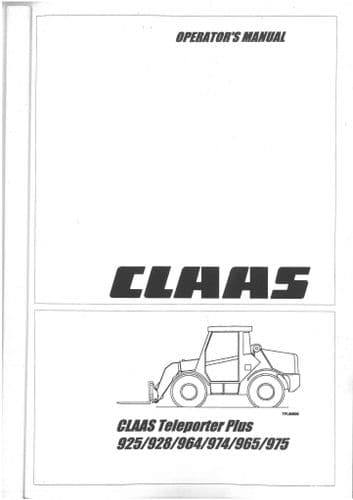Claas Teleporter Plus 925 928 964 974 965 975 Operators Manual