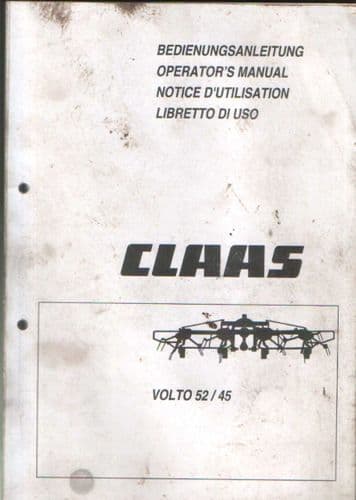 Claas Volto 52 & 45 Hay Tedder Operators Manual