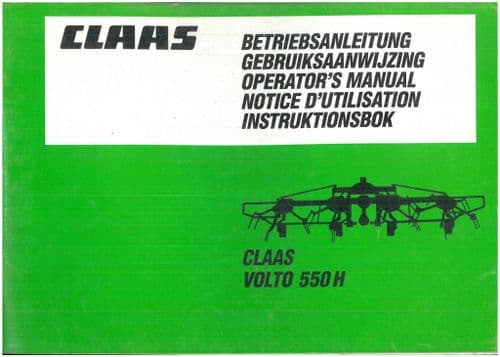 Claas Volto Hay Tedder 550H Operators Manual
