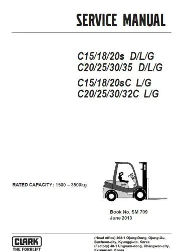 Clark Forklift C15/18/20s D/L/G-C20/25/30/35 D/L/G,C15/18/20sC L/G-C20/25/30/32C L/G Workshop Manual