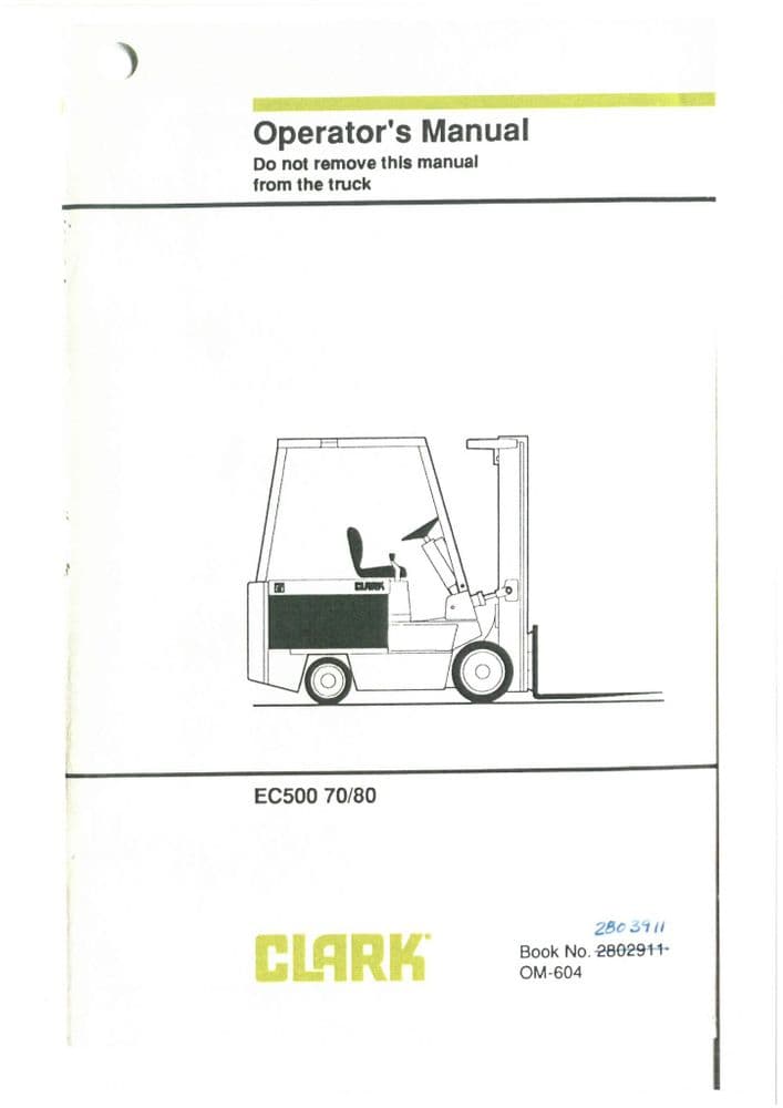 Clark Forklift CGC 20-30H CGP 20-30H CDP 20-30H Operators Manual