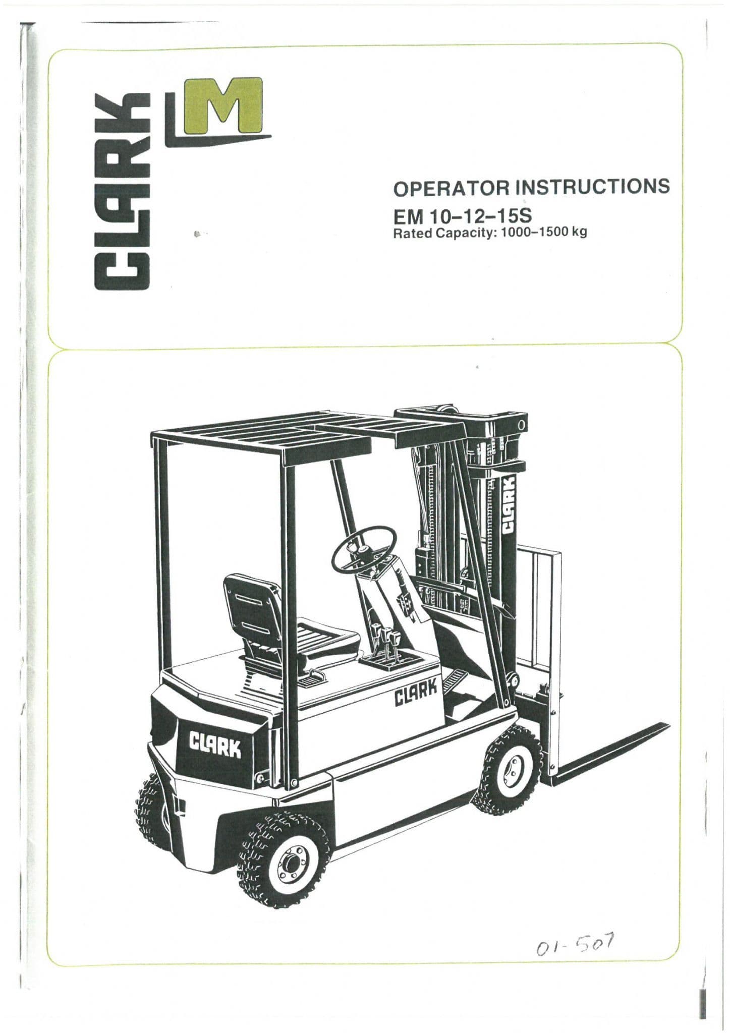 Clark Forklift EM10 EM12 EM15S Operators Manual