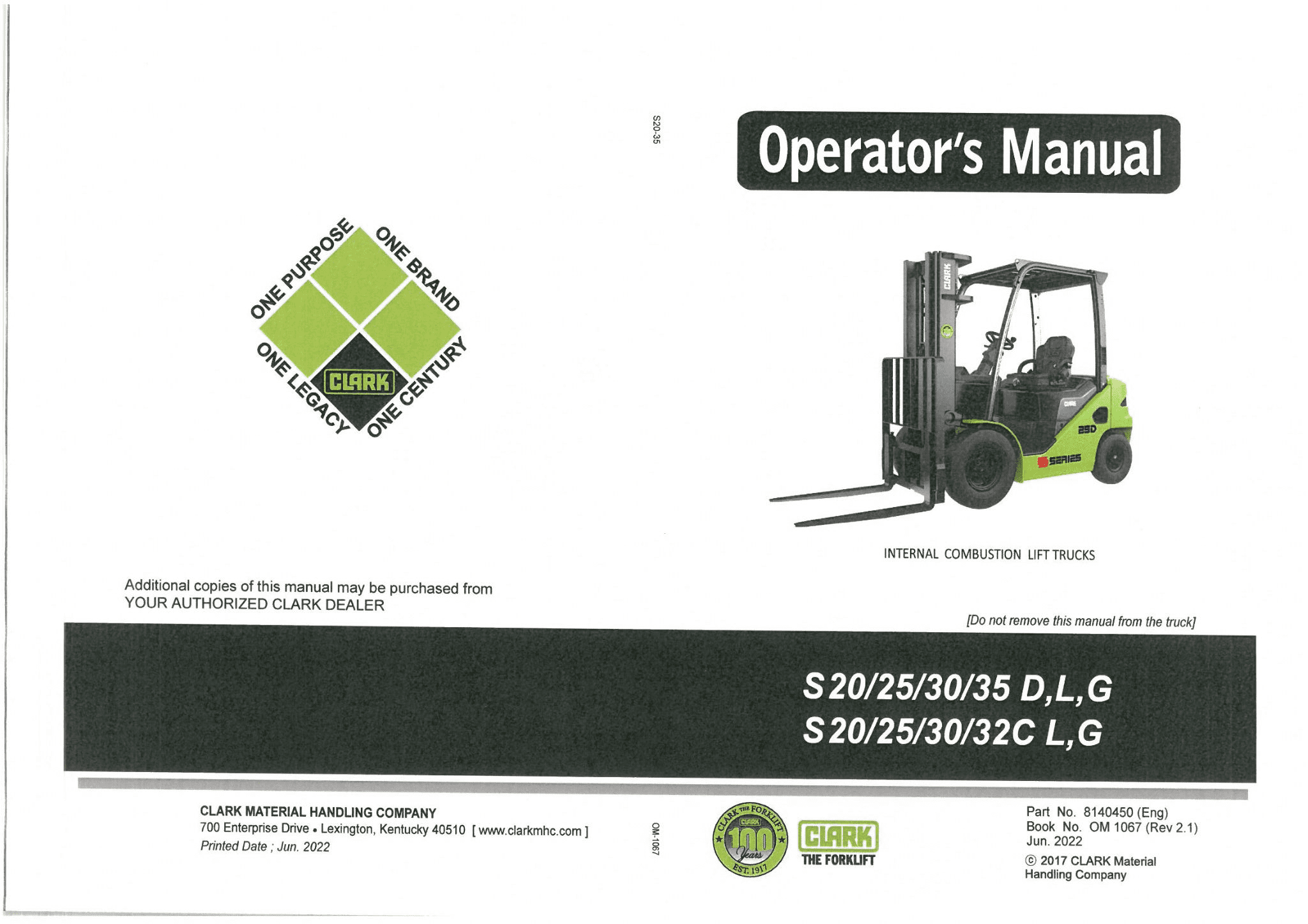 Clark Forklift S20 S25 S30 S35 D L G S20 S25 S30 S32 C L G Operators Manual