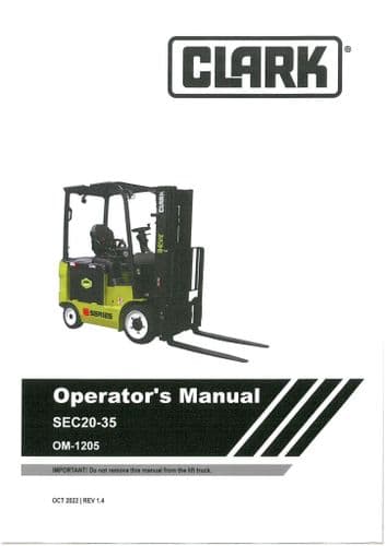 Clark Forklift SEC20 SEC35 Operators Manual