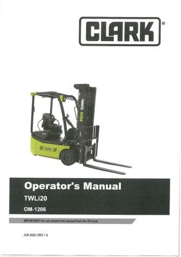 Clark Forklift TWLi20 Operators Manual